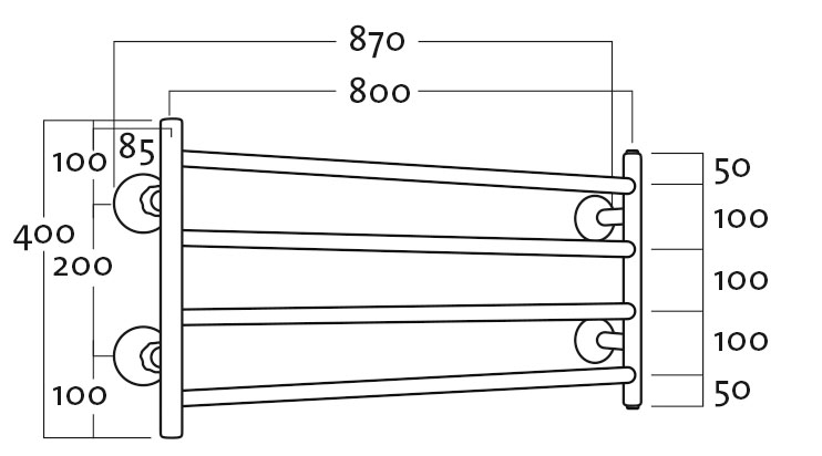 Kuivausteline REJ Design vesi Largo BTH 80404 musta