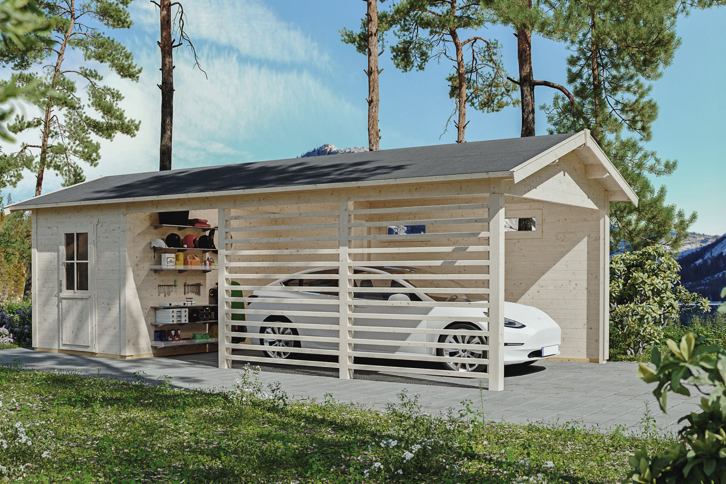 Autokatos + varasto Uppsala 340x800cm