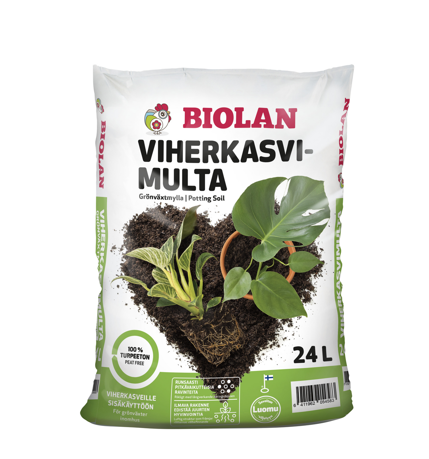 Viherkasvimulta Biolan turpeeton 24l