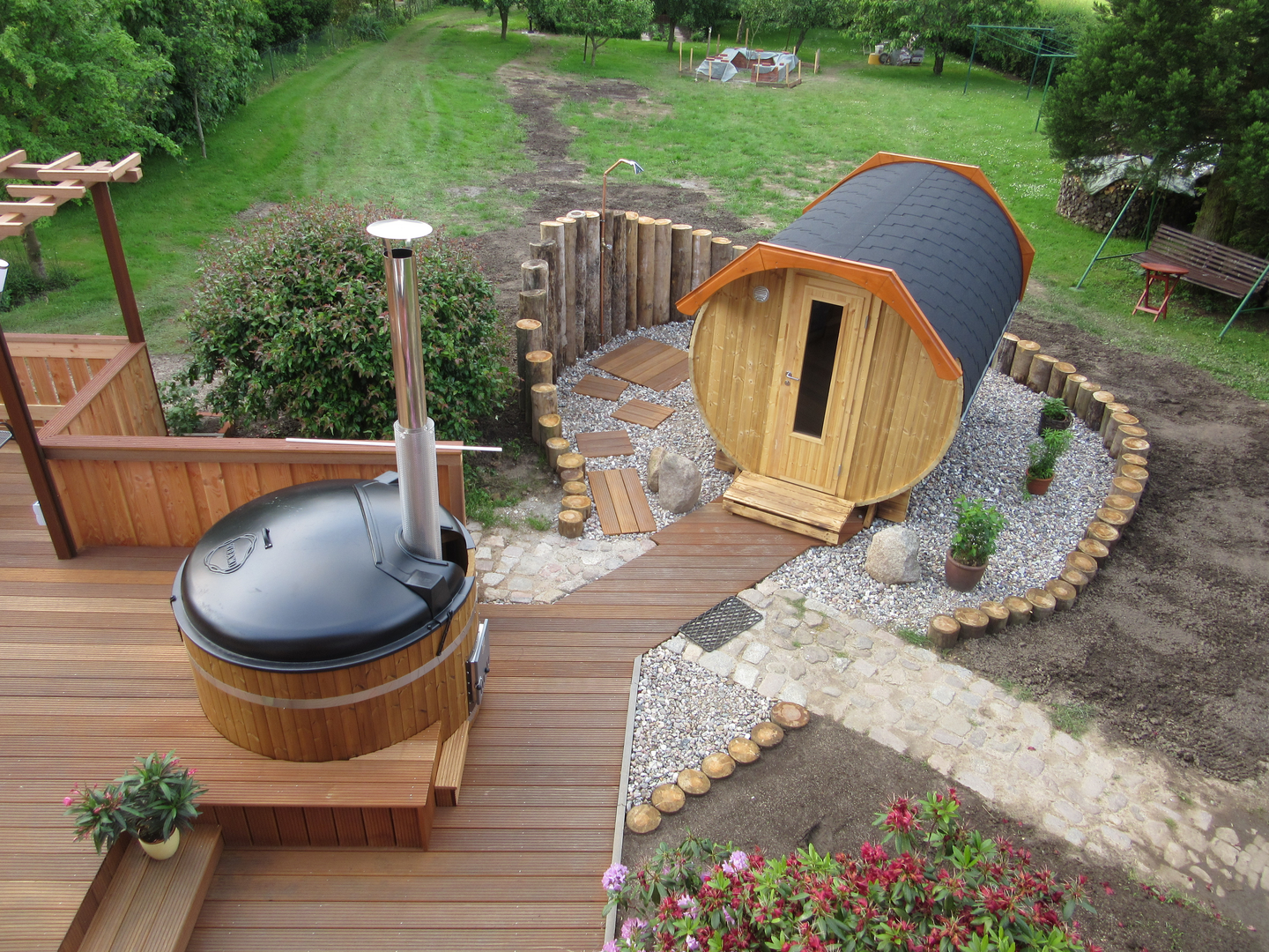 Tynnyrisauna Alex Standard 3,0m x 2,2m valmiiksi koottu