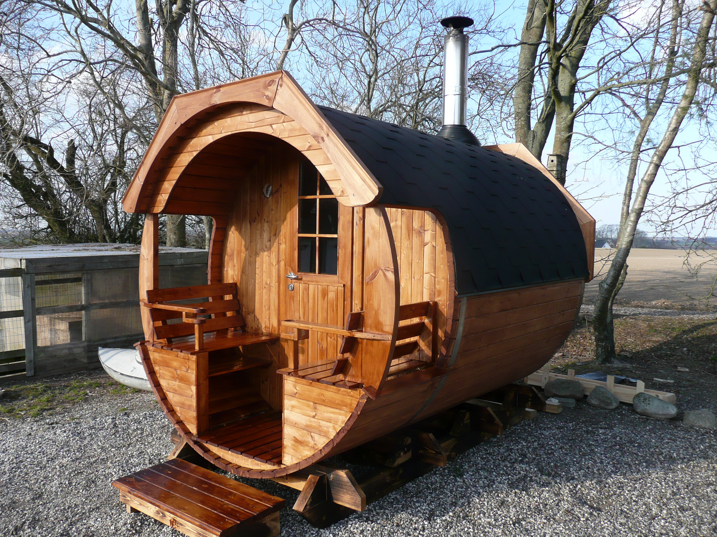 Tynnyrisauna Alex Standard 3,0m x 2,2m valmiiksi koottu