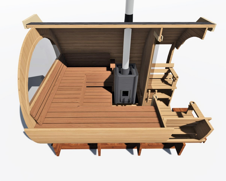 Tynnyrisauna ALEX De Lux 3,0m x 2,2m valmiiksi koottu