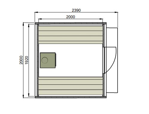 Tynnyrisauna UNO 2,0m x 2,0m valmiiksi koottu