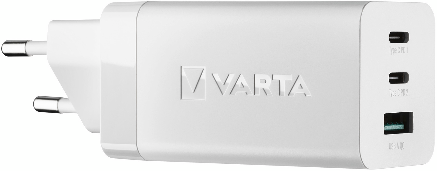 Seinälaturi VARTA High Speed 65W 2xUSB-C / 1xUSB-A QC