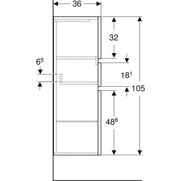 Puolikorkea kaappi Geberit Renova Plan L39 K105 S36cm valkoinen