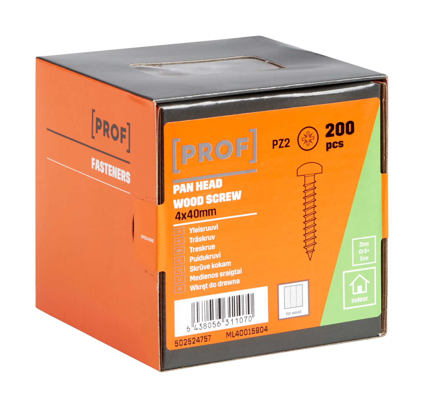 PANHEAD SCREW PZ2 4X40 ZN 200K 200KPL PROF