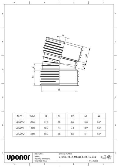 Viemärikulma Uponor 315x15 Ultra Rib 2