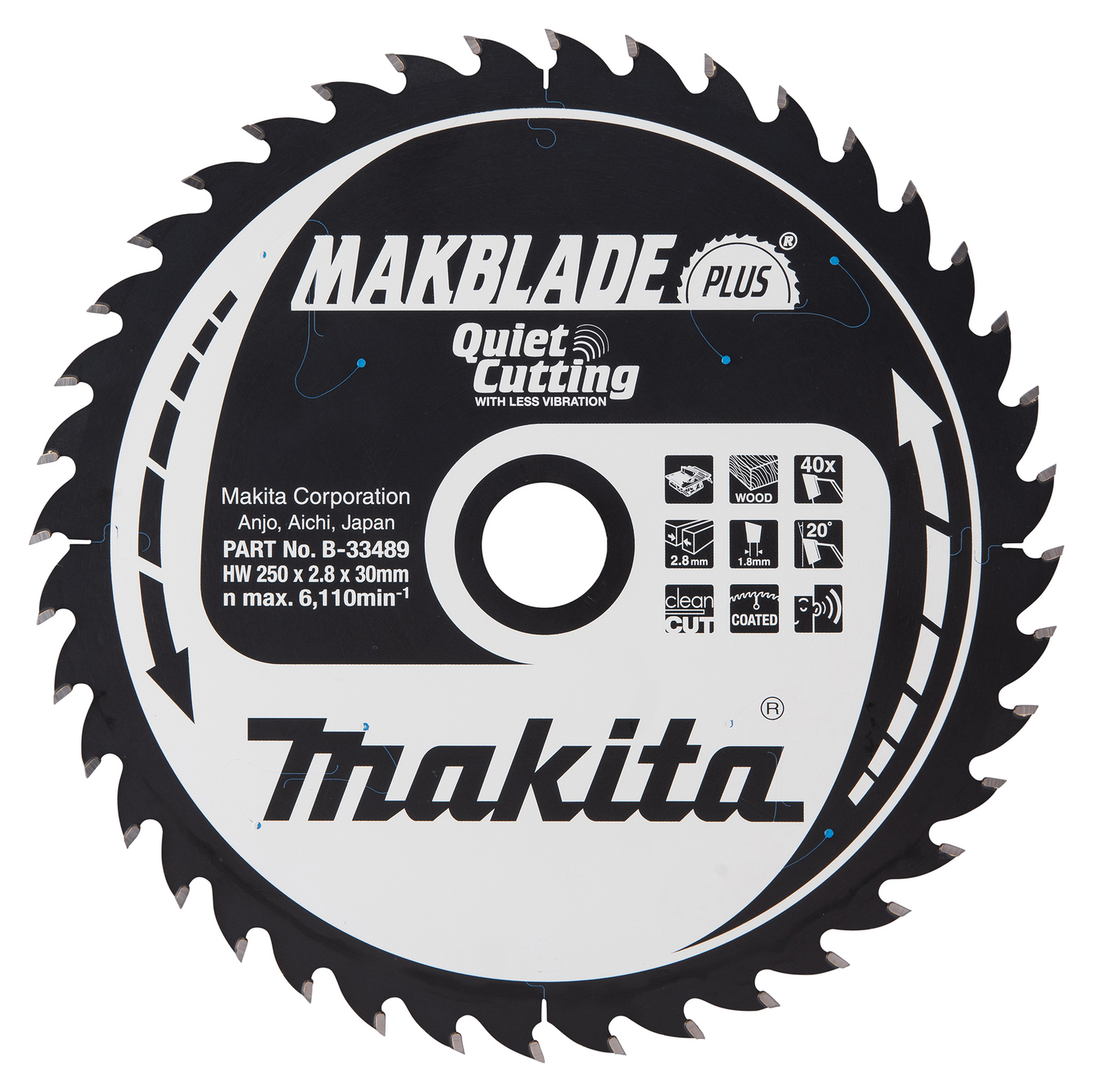 Pyörösahanterä Makita Makblade Plus 250x30x2,8mm Z-40