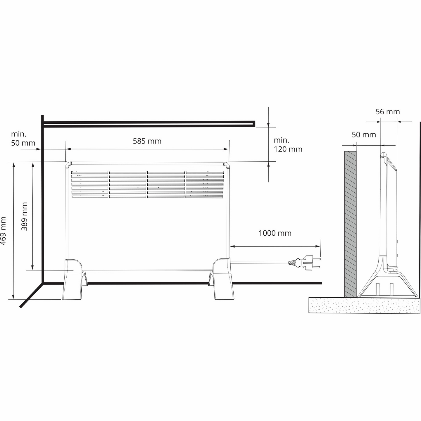 Lämmitin Ensto Beta5-MP 500W P39x59cm