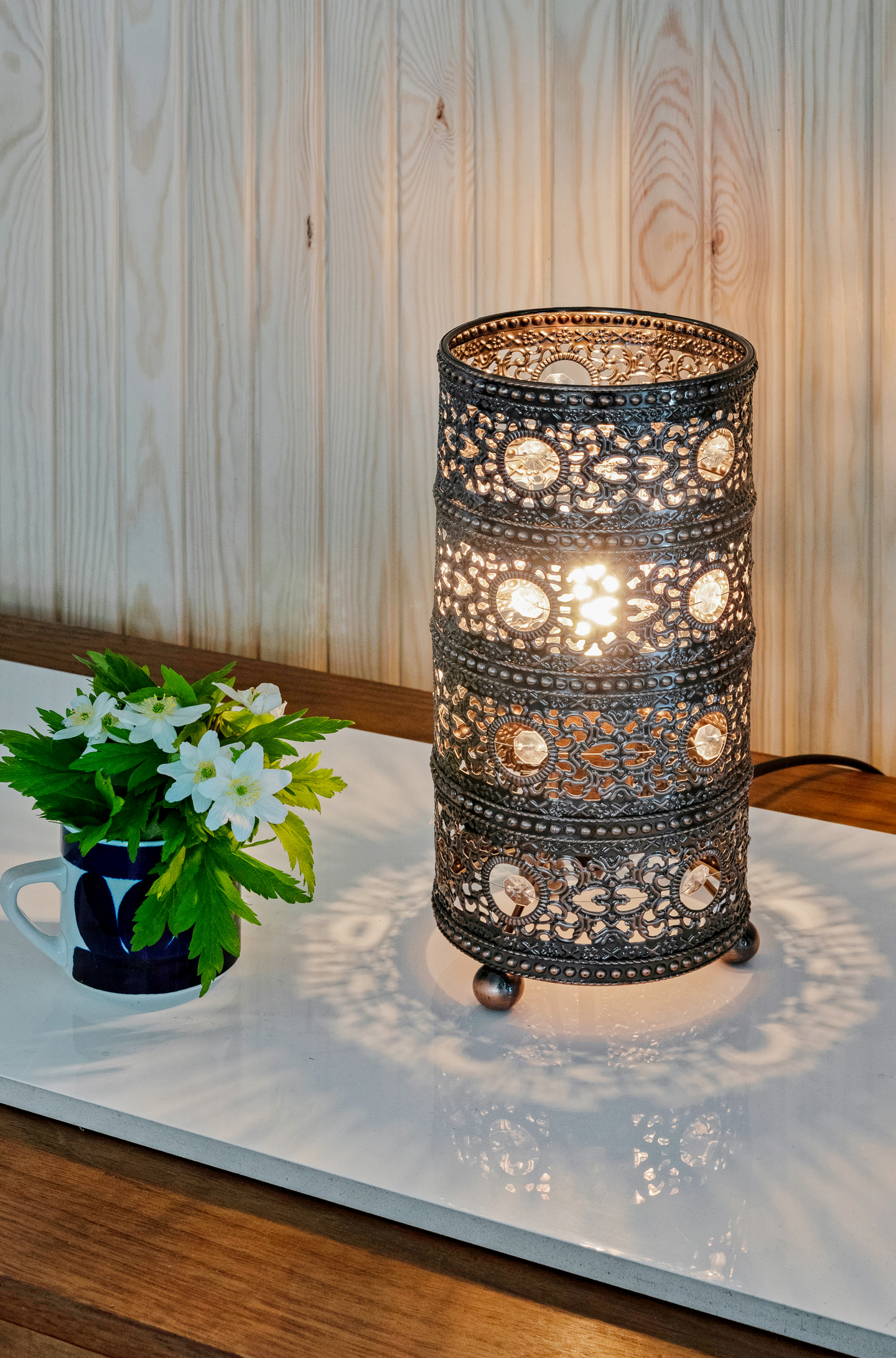 Pöytävalaisin Sessak Maya antiikkimessinki