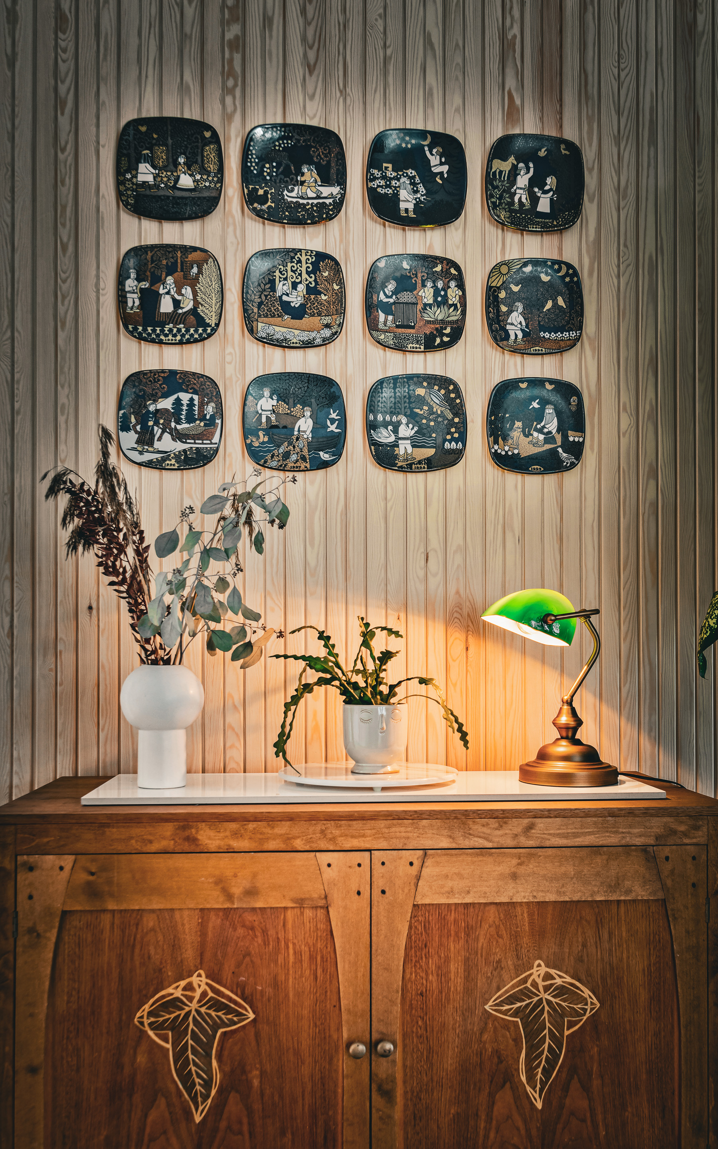 Pöytävalaisin Sessak Pankkiiri lasi antiikkimessinki vihreä