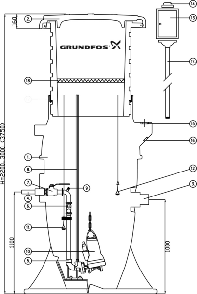 Pumppaamosäiliö Grundfos Polar 10h 2200-3000