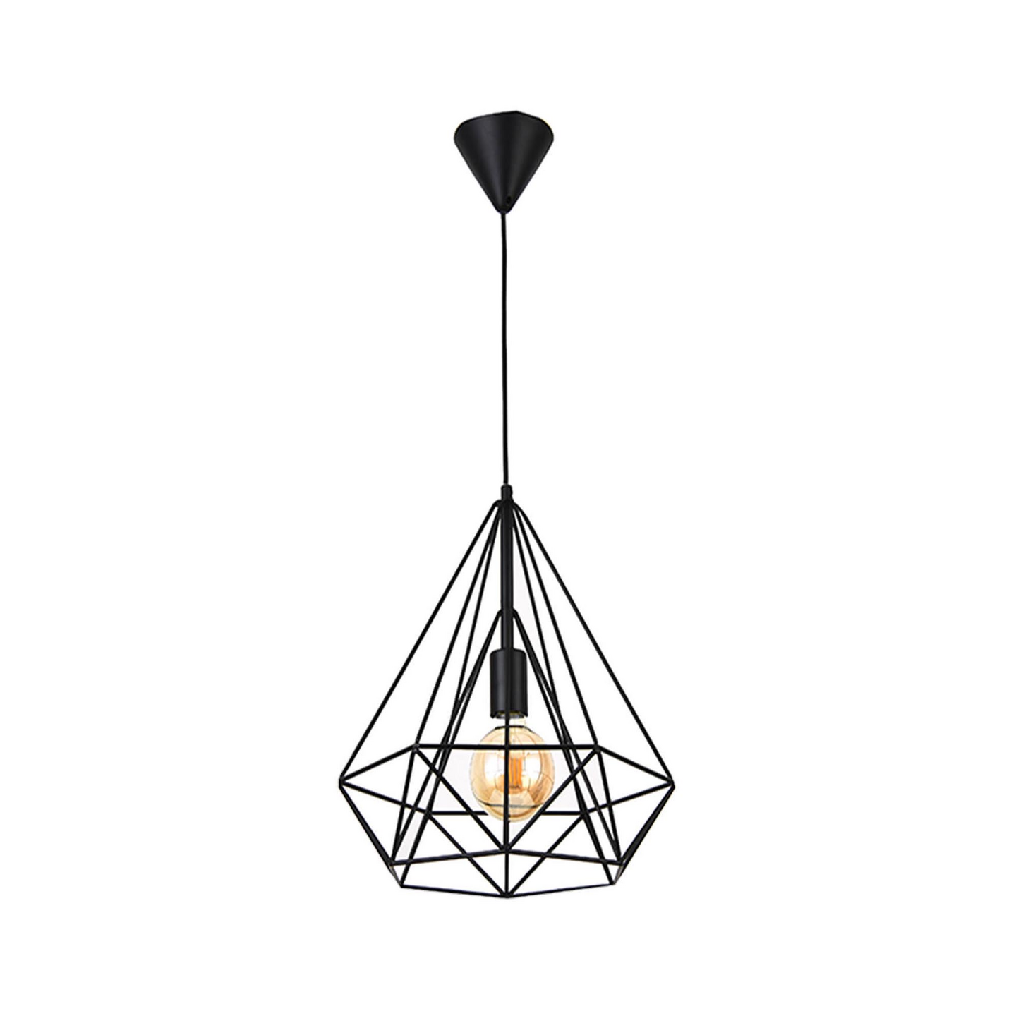 Riippuvalaisin FocusLight Diamond E27 370mm max. 60W musta