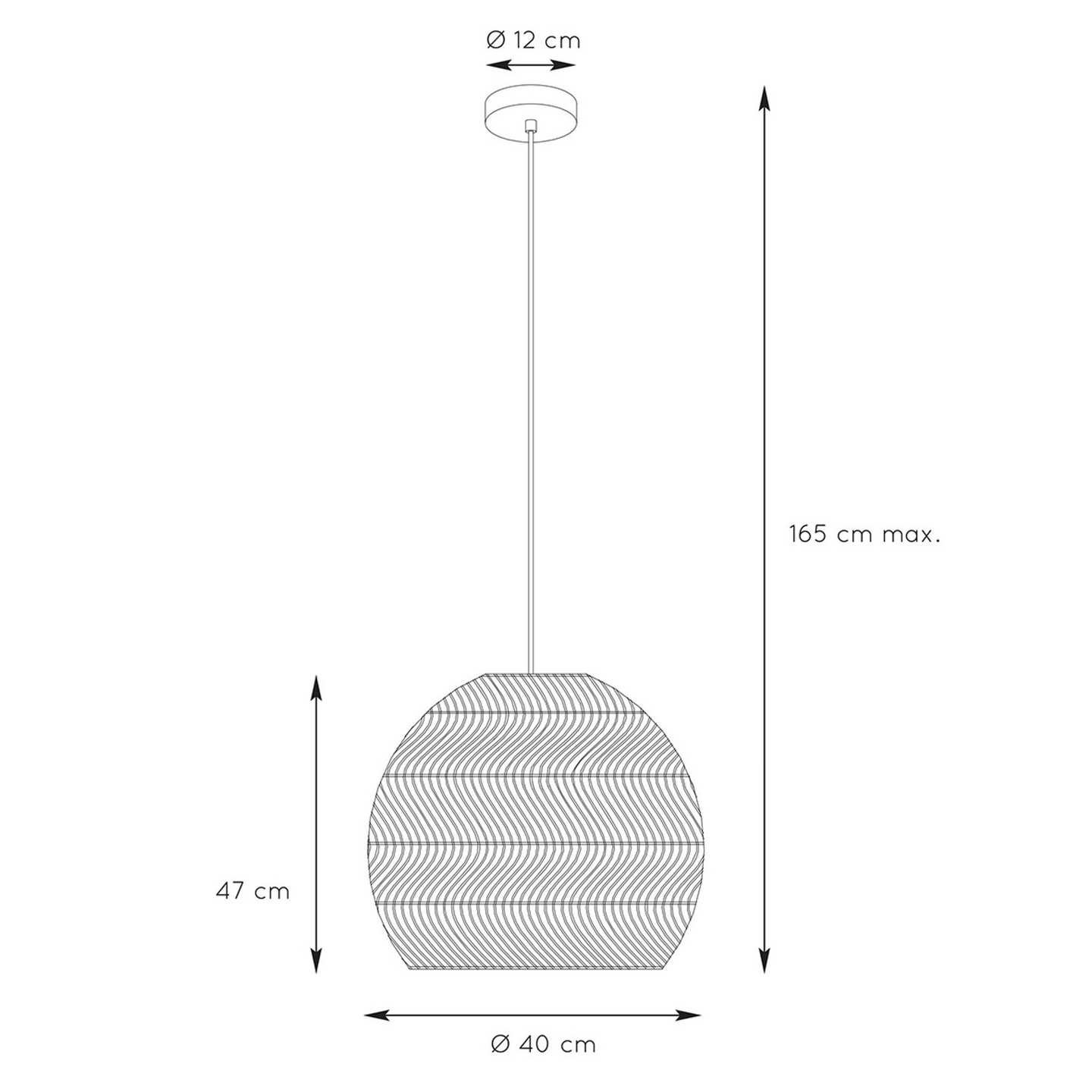 Riippuvalaisin Lucide Moloko 400mm E27 maks.60W okrankeltainen