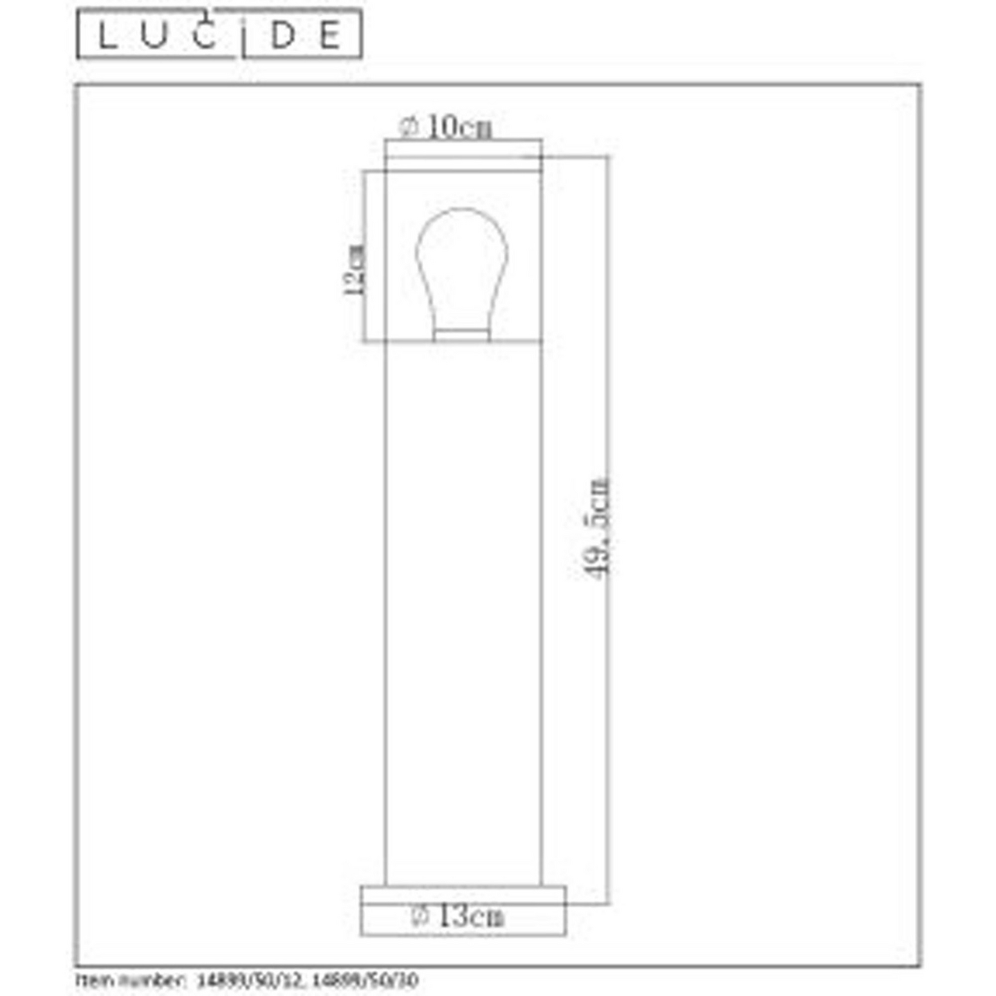 Ulkopylväsvalaisin Lucide Fedor 130x500mm E27 max.40W IP44 satiinikromi