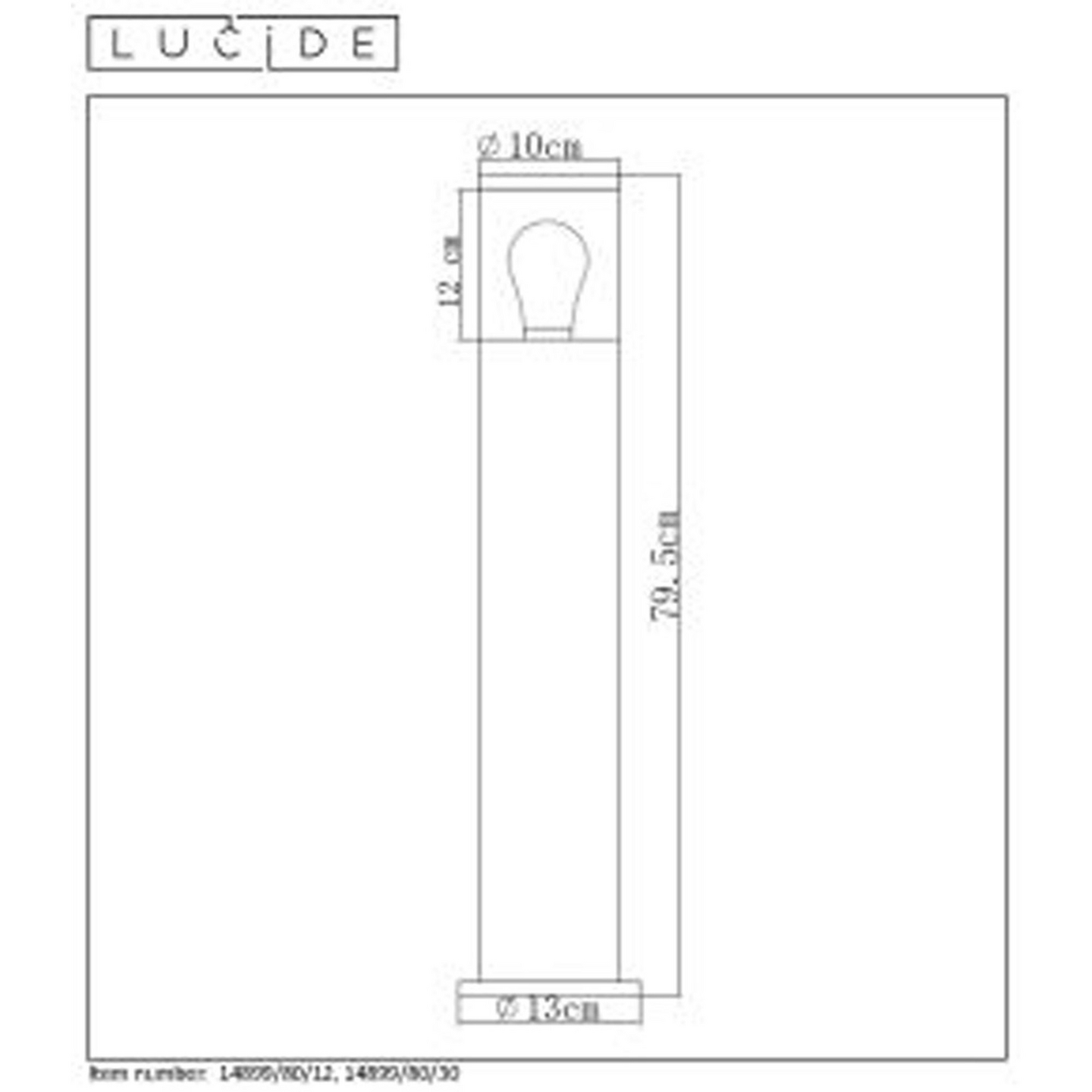 Ulkopylväsvalaisin Lucide Fedor 130x800mm E27 max.40W IP44 satiinikromi