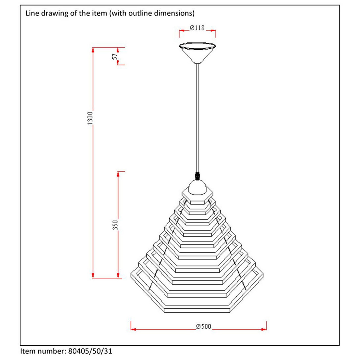Riippuvalaisin Lucide Tora 500mm E27 maks.60W valkoinen