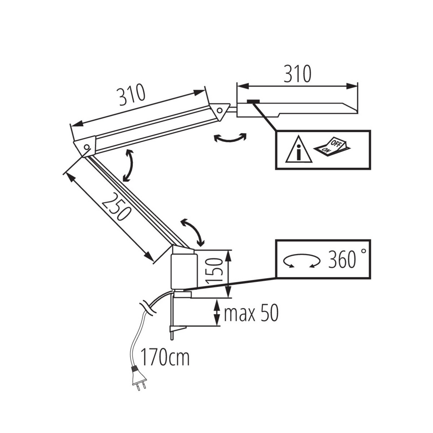 Työpöytävalaisin Kanlux Heron led musta