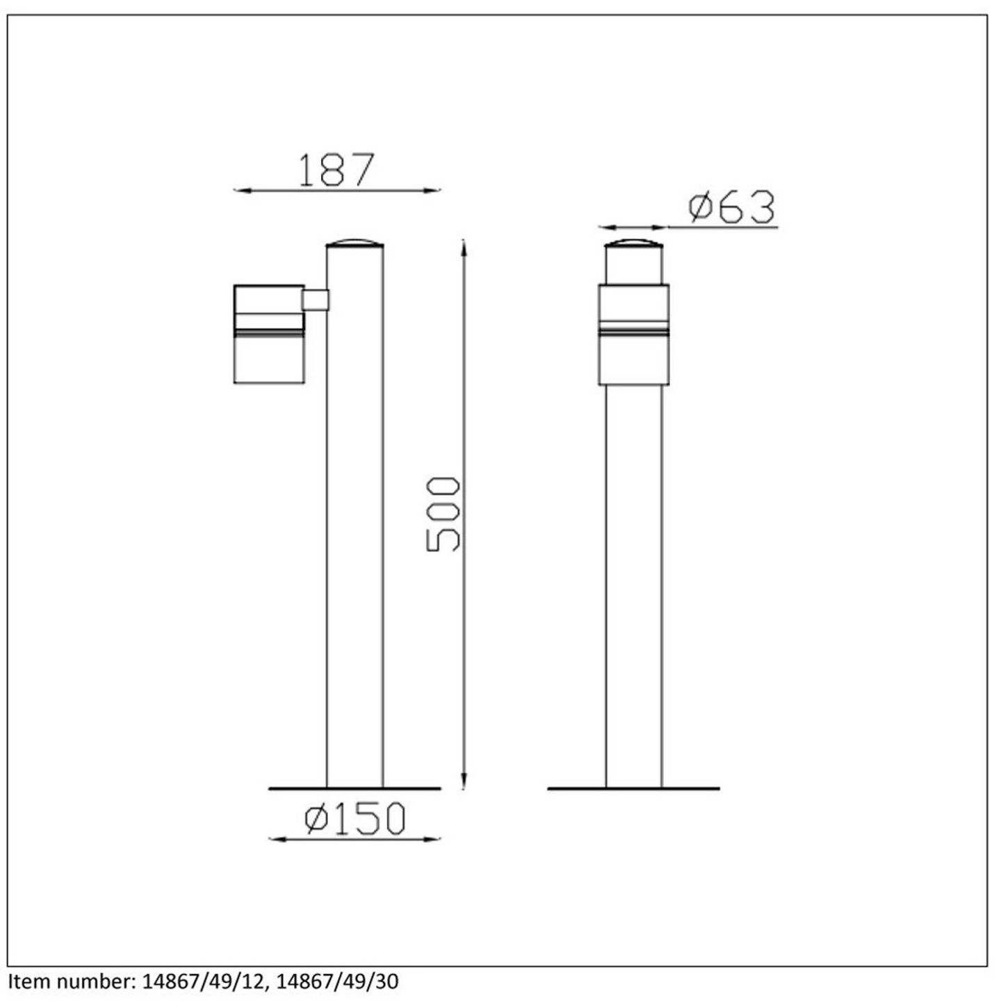 Ulkopylväsvalaisin Lucide Arne led 63mm GU10 max.5W 2700K IP44 musta