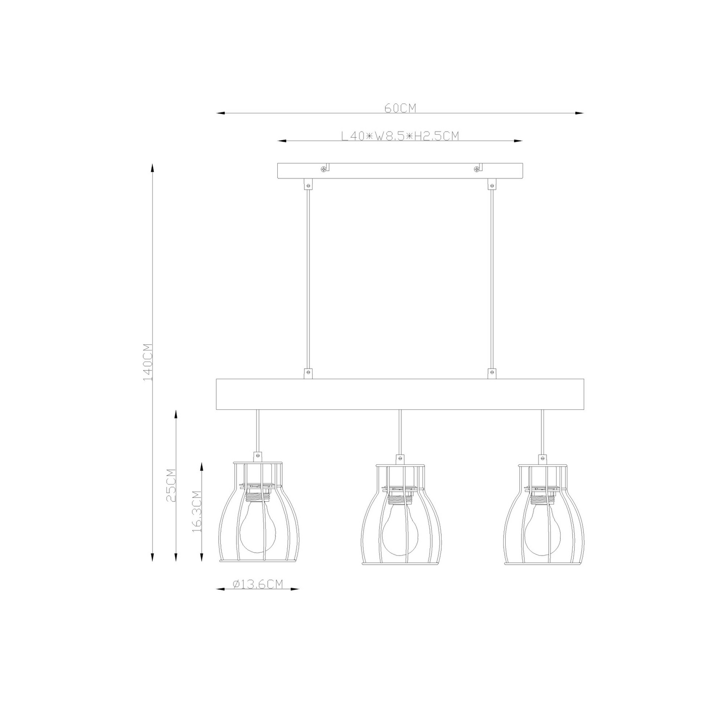 Riippuvalaisin Globo Mina E27 max.40W musta puu
