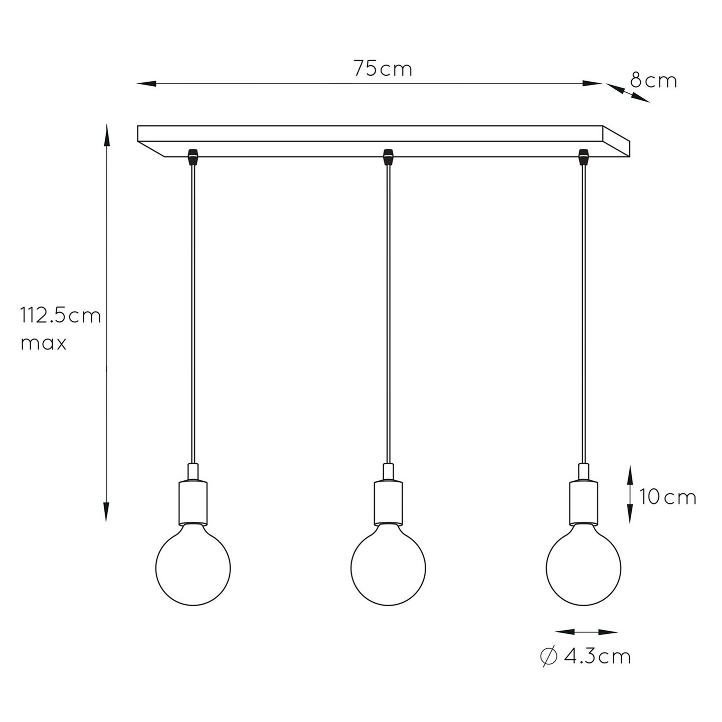 Riippuvalaisin  Lucide Fix 80x750mm E27 maks.60W musta