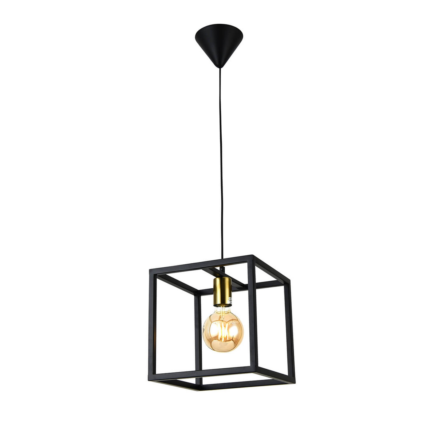 Riippuvalaisin FocusLight Svana 250x250mm E27 max. 42W musta messinki