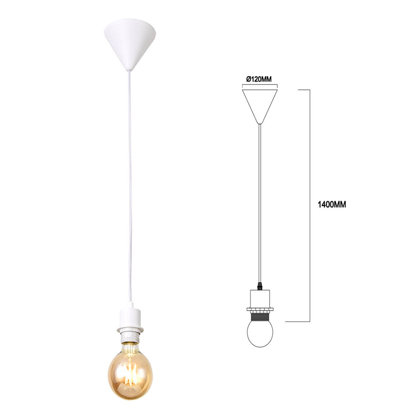 Riippuvalaisimen johtosarja Focuslight Dennis E27 maks.42W valkoinen