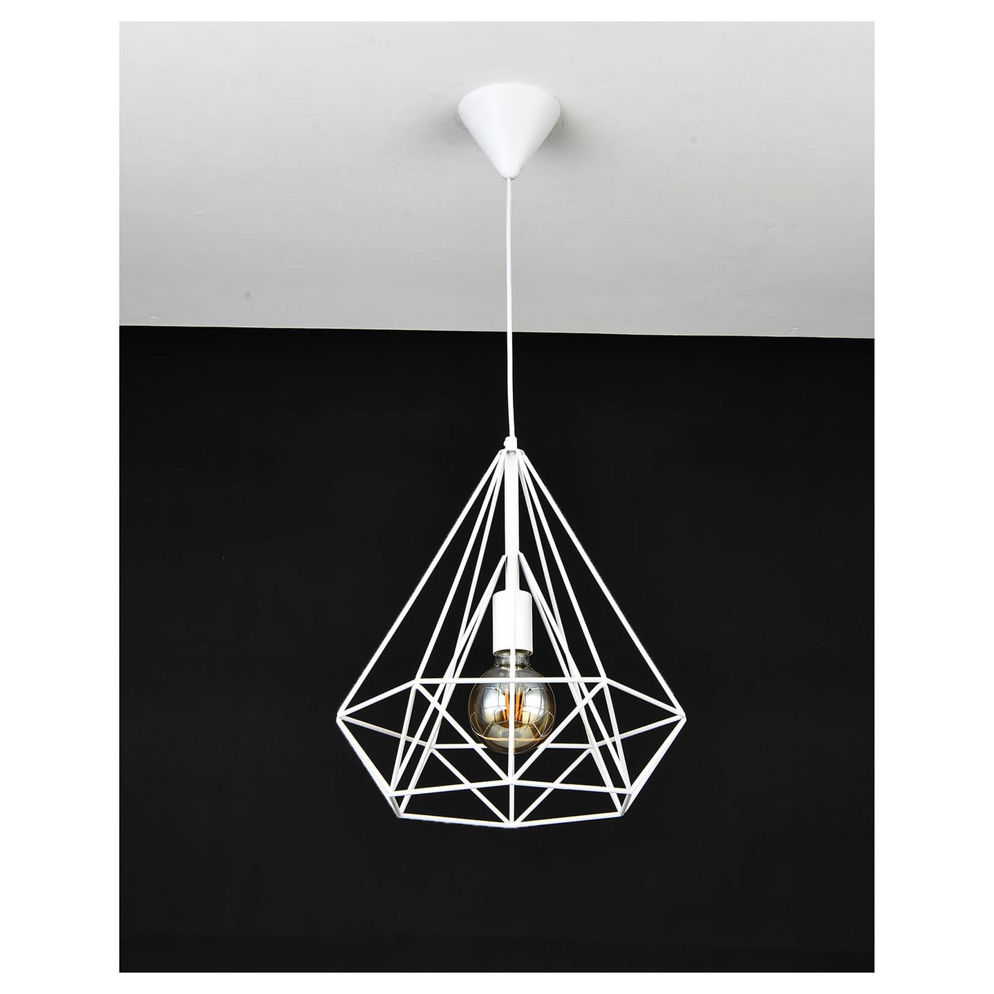 Riippuvalaisin FocusLight Diamond E27 370mm max. 60W valkoinen