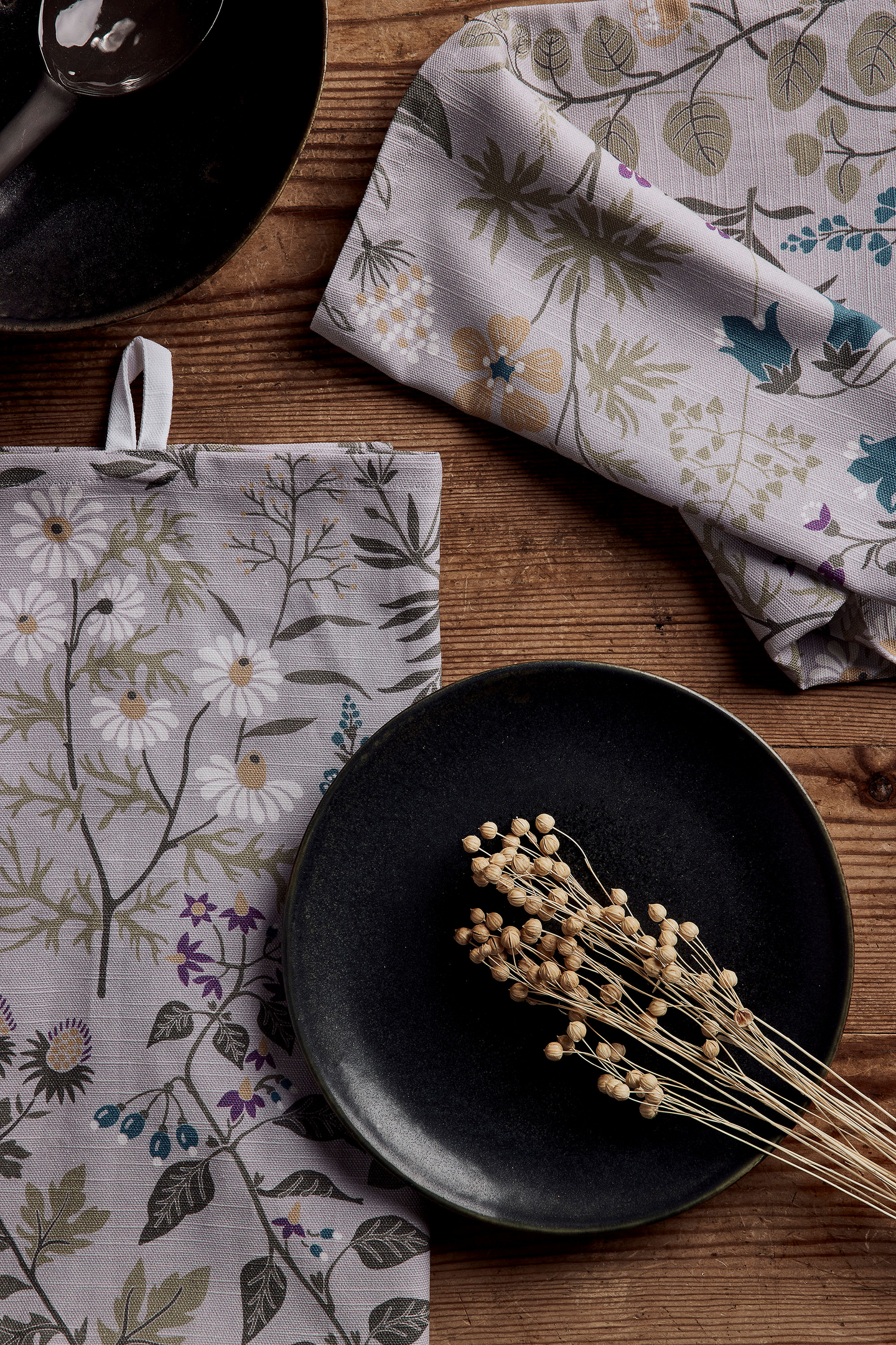 Flora-keittiöpyyhe 50x70cm harmaa 2kpl