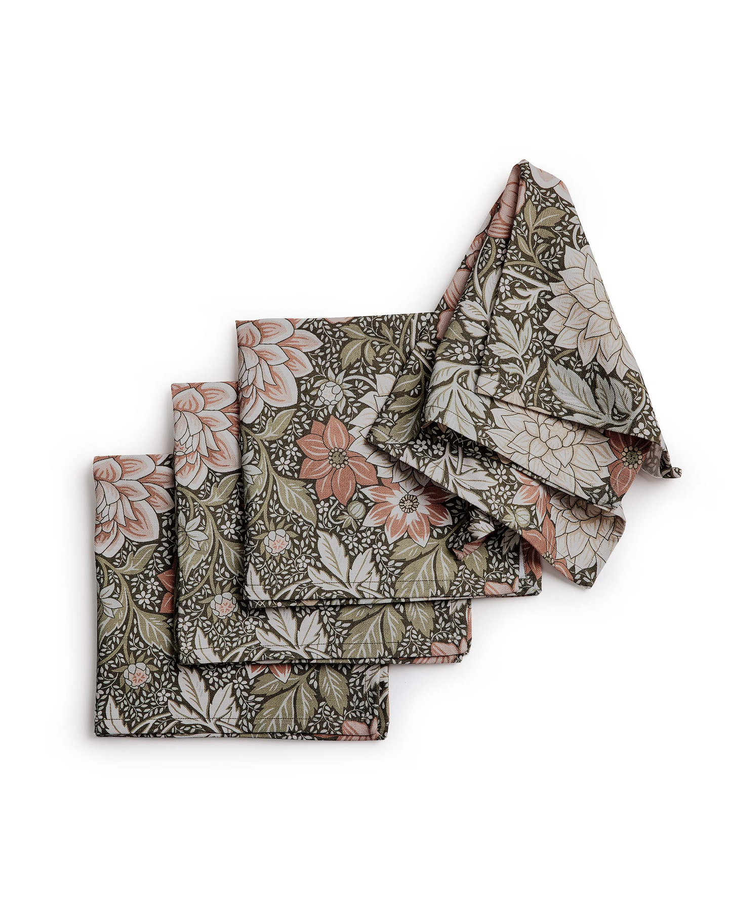 Dahlia Garden -lautasliina 40x40cm vihreä 4kpl