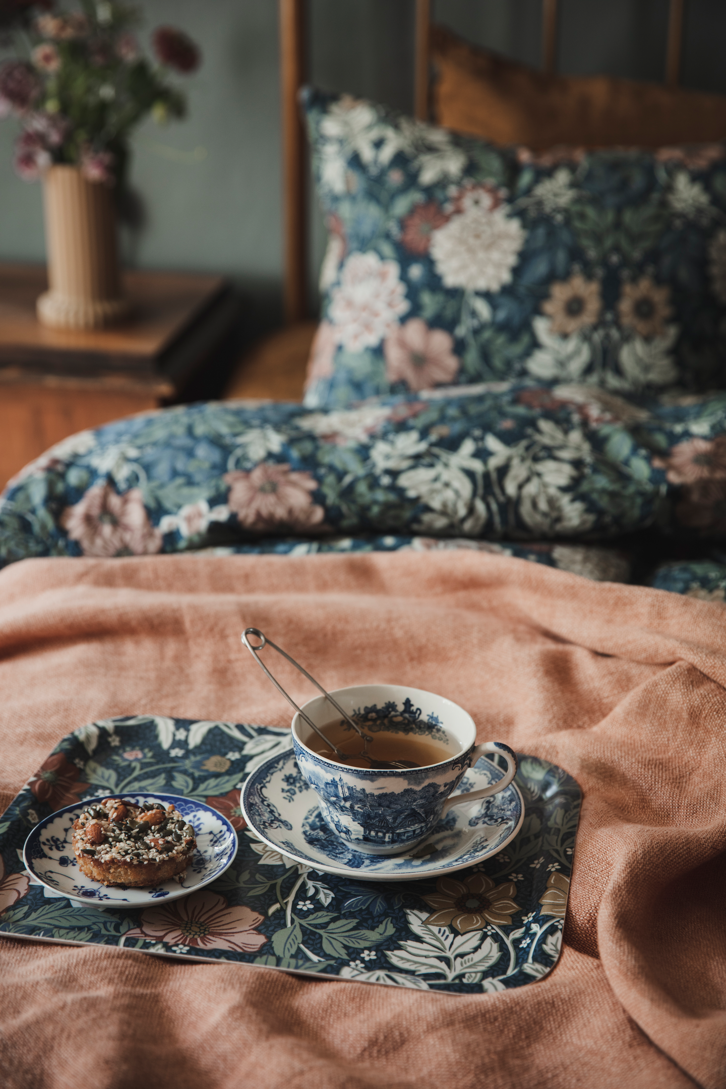 Dahlia Garden pussilakanasetti sininen