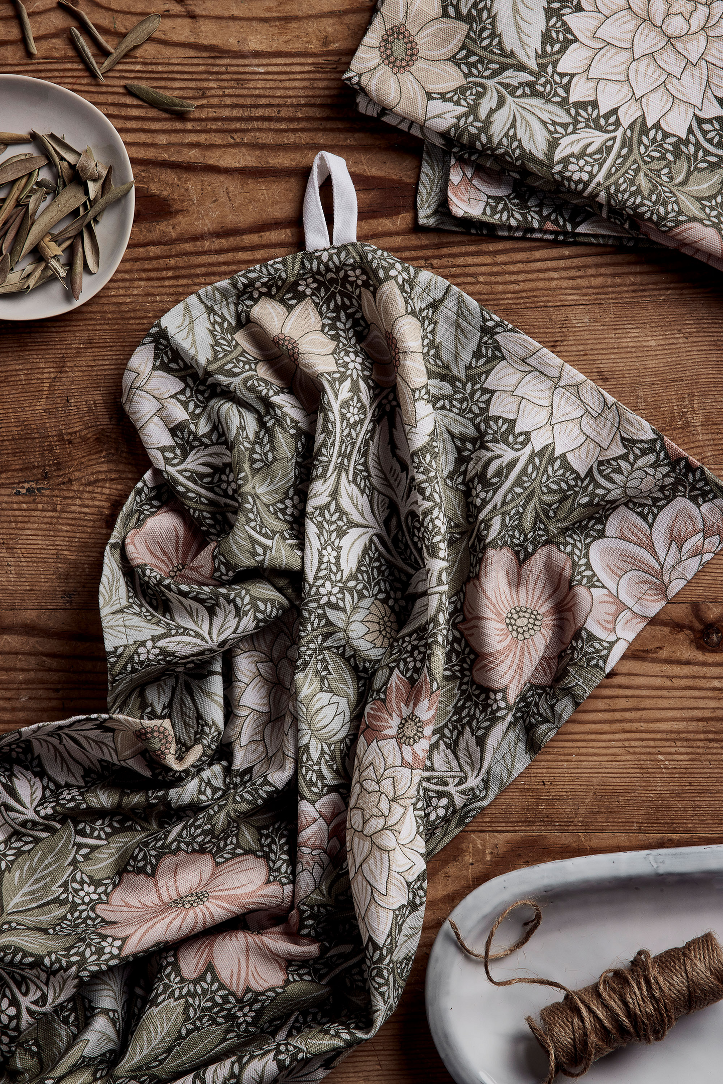 Dahlia Garden -keittiöpyyhe 50x70cm vihreä 2kpl