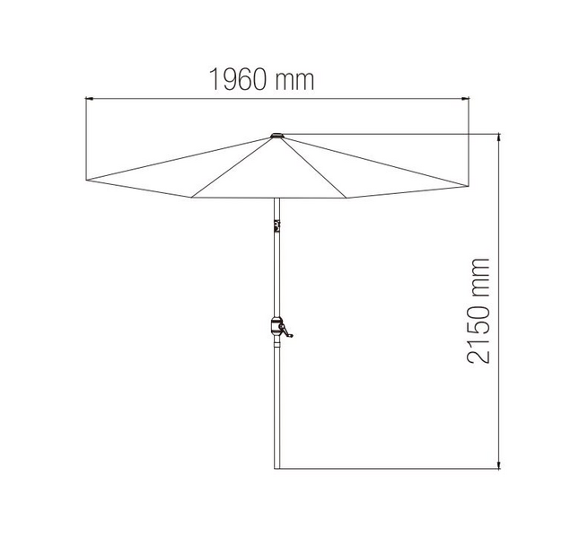 Aurinkovarjo Cello Malta 200cm harmaa