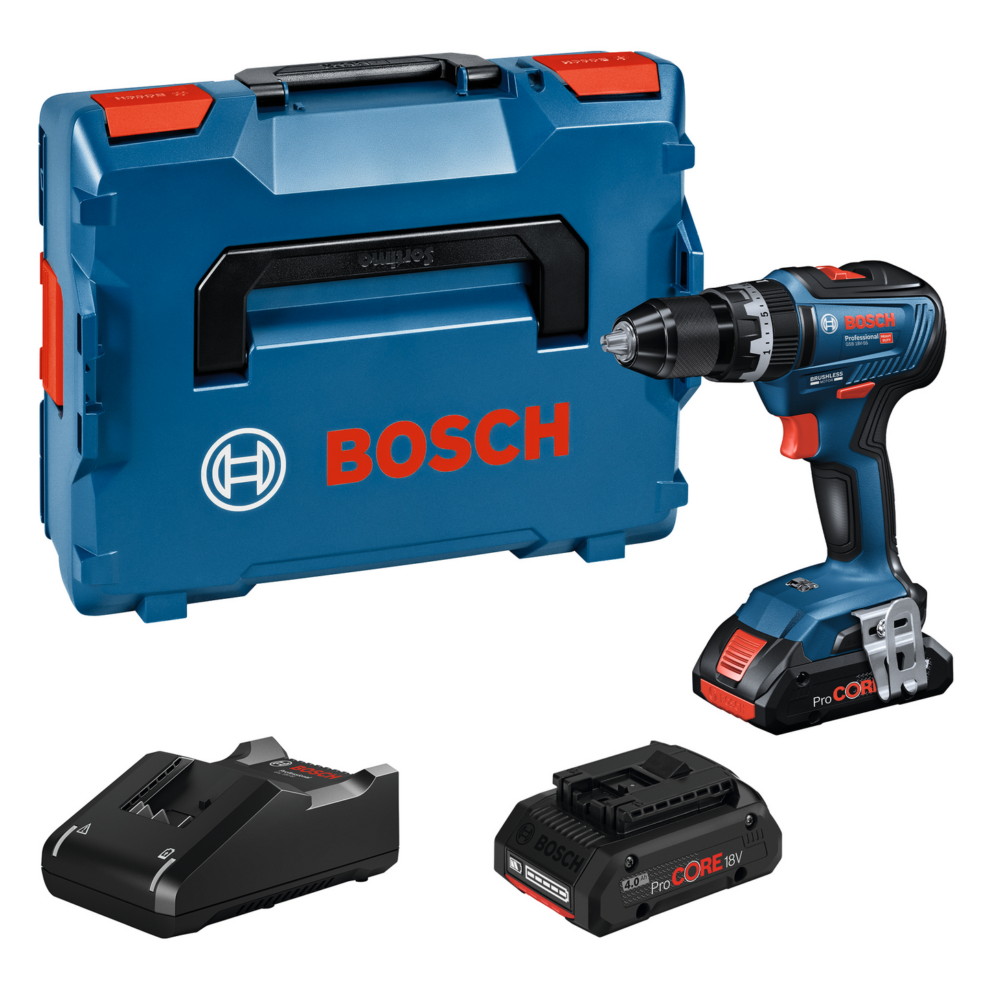 Akkuiskuporakone Bosch GSB 18V-55 2x4,0Ah ProCore L-Boxx