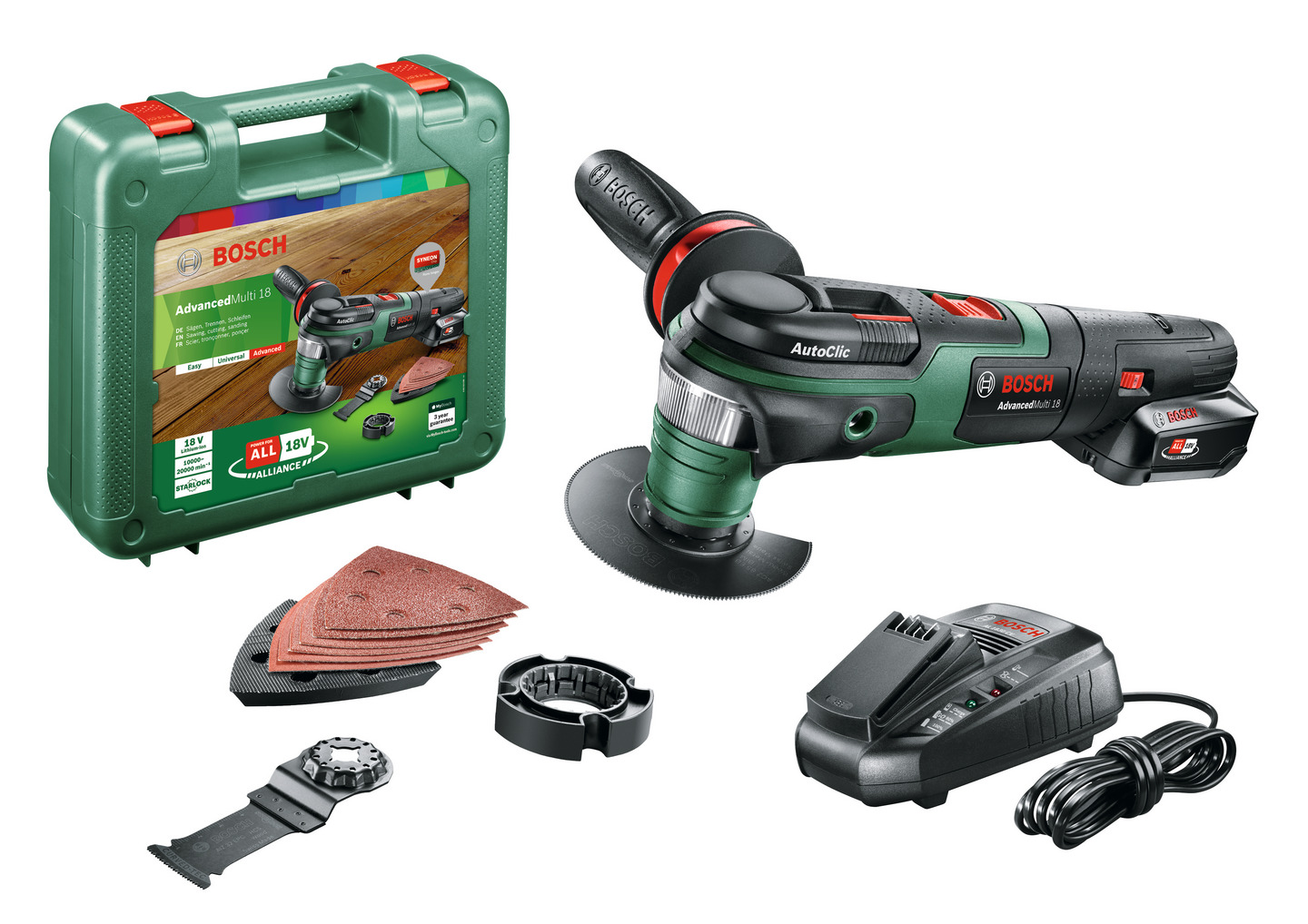 Akkumonitoimityökalu Bosch AdvancedMulti 18V 1x2,5Ah laukku