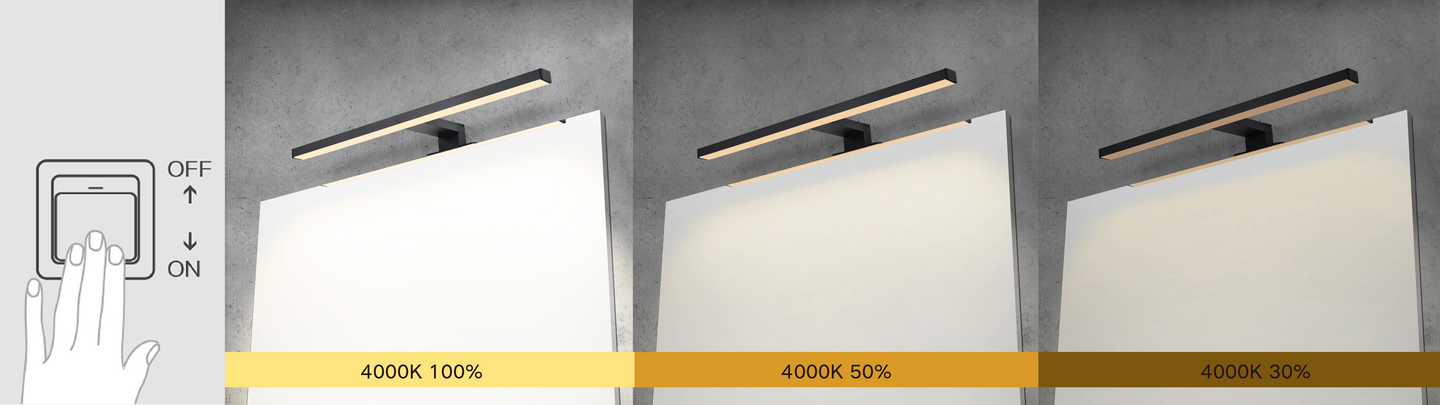 Kylpyhuonevalaisin Cello Spa Capo 500mm 600lm led musta IP44 himmennettävä