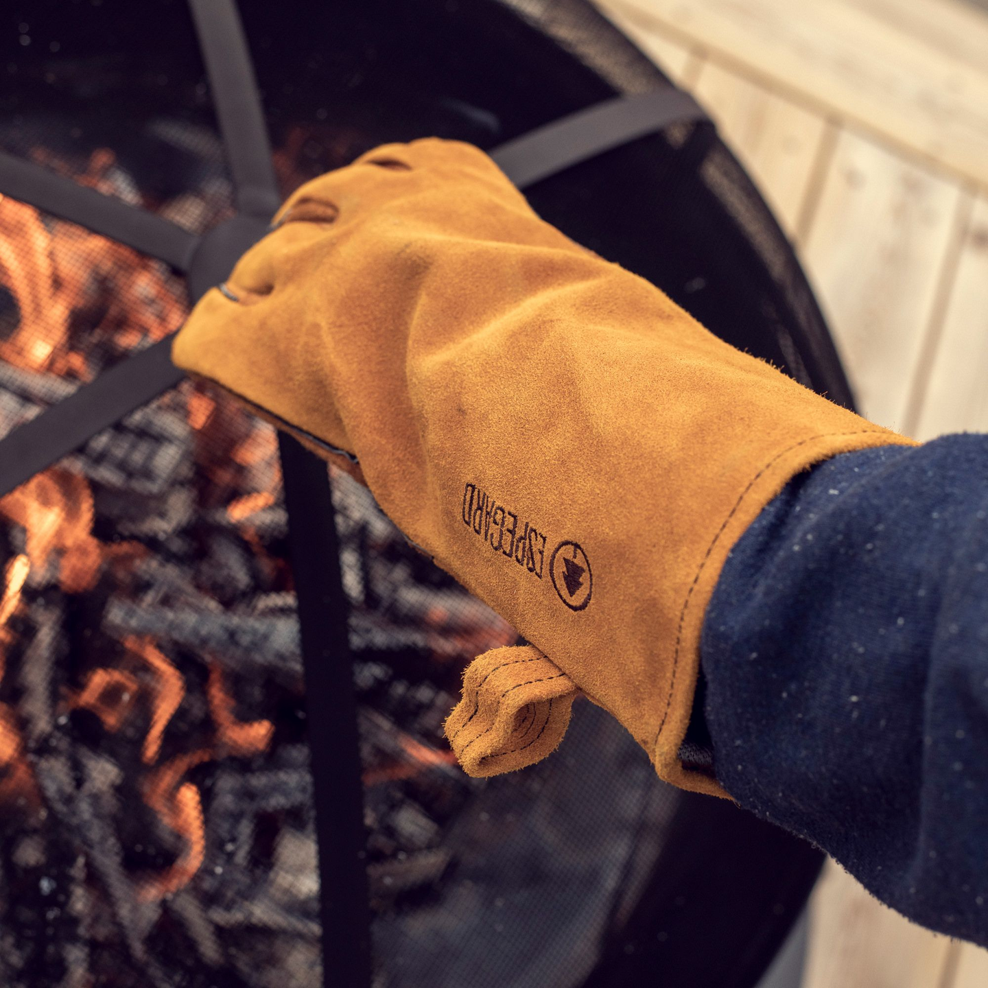 Grillauskäsineet Espegard mokkanahkaa ruskea One Size