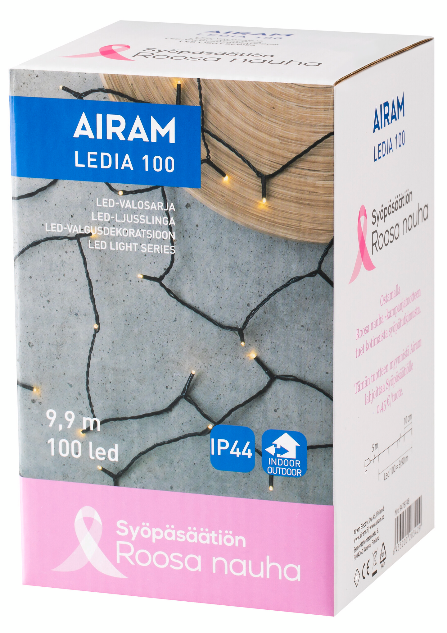 Valosarja Airam Ledia 100 Roosa nauha IP44
