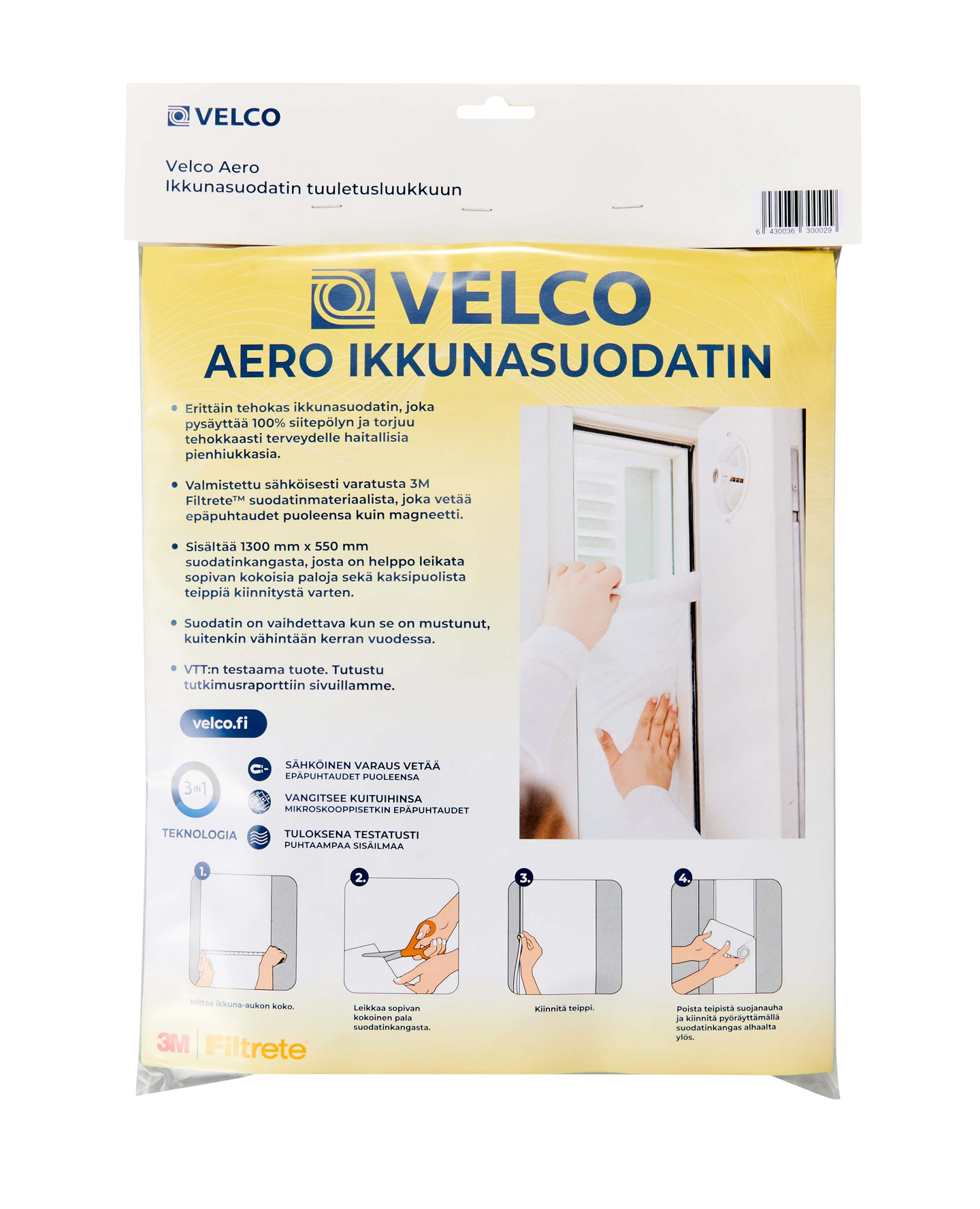 Ikkunasuodatin Velco Aero 1300x550mm