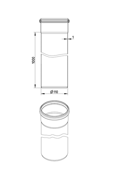 Muhviputki Blücher haponkestävä teräs 110x1000 S