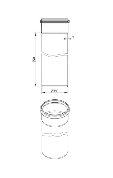 Muhviputki Blücher haponkestävä teräs 110x250 S