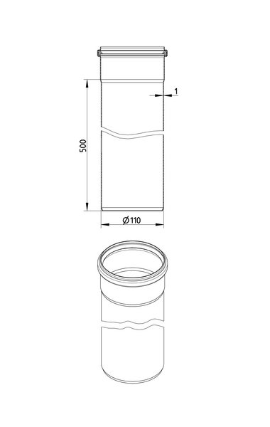 Muhviputki Blücher haponkestävä teräs 110x500 S