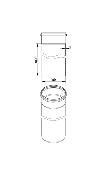 Muhviputki Blücher haponkestävä teräs 160x3000 S