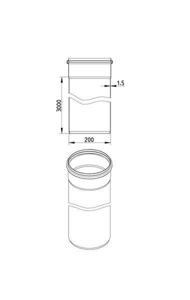 Muhviputki Blücher haponkestävä teräs 200x3000 S
