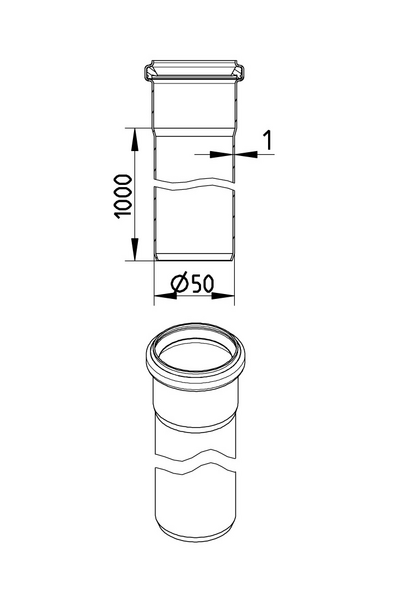 Muhviputki Blücher haponkestävä teräs 50x1000 S