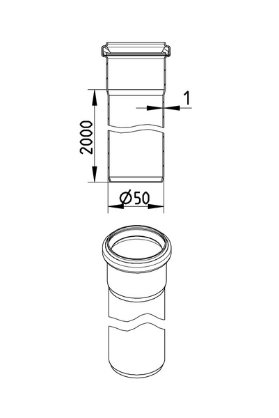 Muhviputki Blücher haponkestävä teräs 50x2000 S