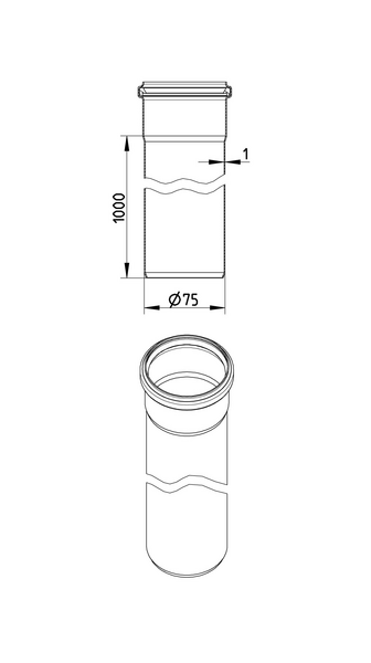 Muhviputki Blücher haponkestävä teräs 75x1000 S