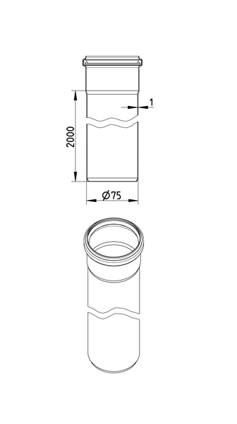 Muhviputki Blücher haponkestävä teräs 75x2000 S