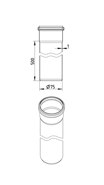 Muhviputki Blücher haponkestävä teräs 75x500 S