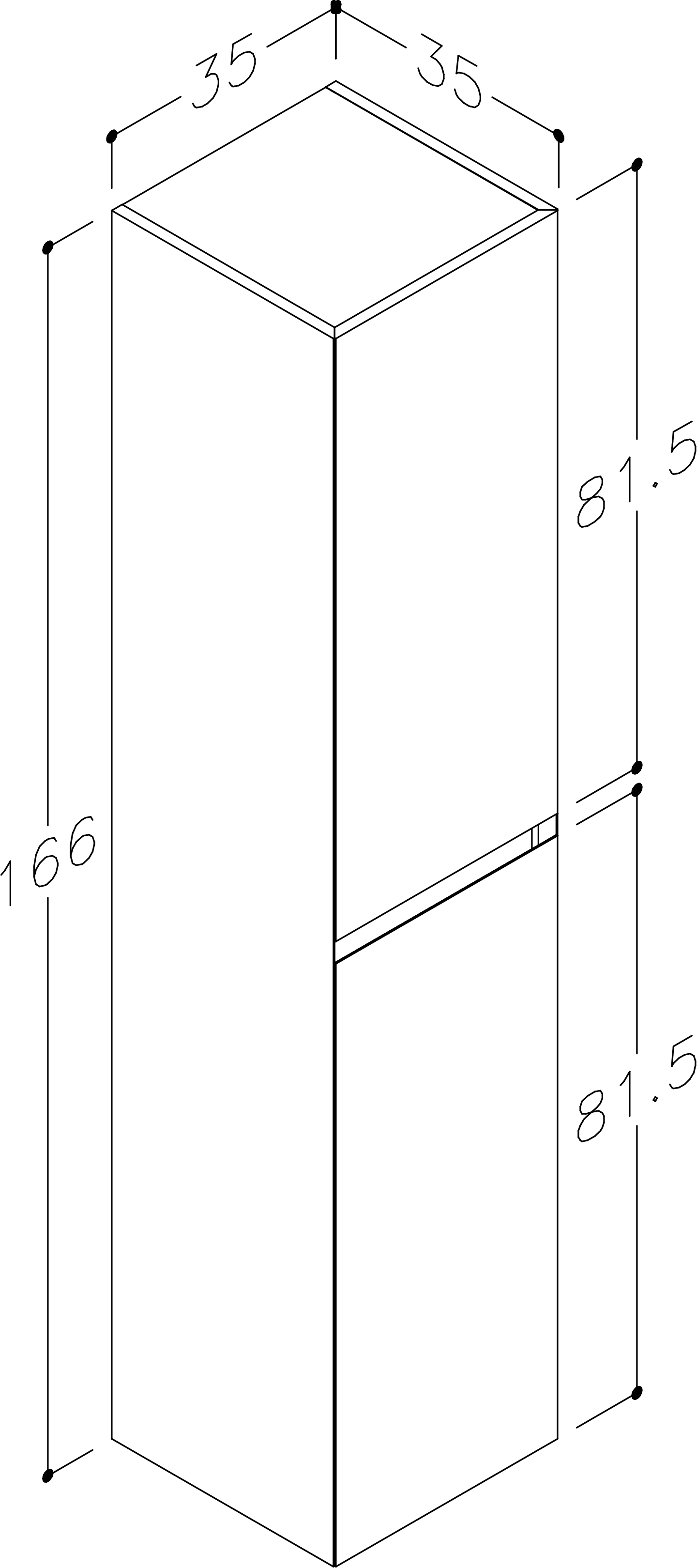 Korkea kaappi Cello Bay K166 L35 S35cm valkoinen 2 ovea